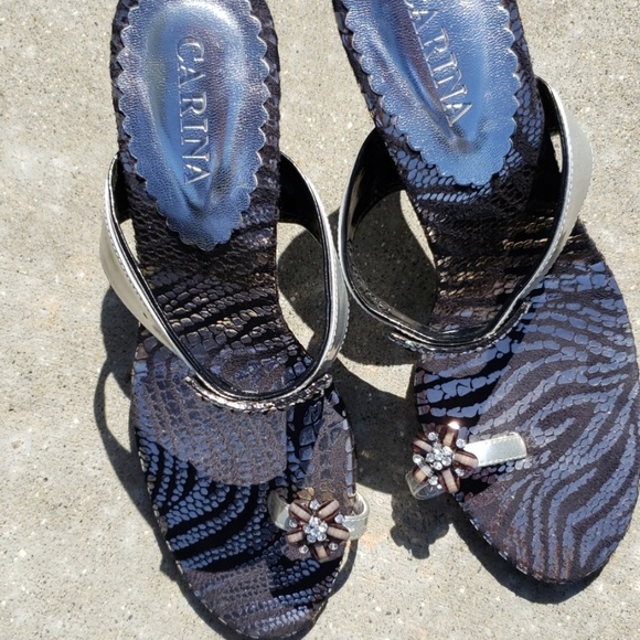 43. Carina evening sandals with zebra sole size 8 - Picture 2 of 6